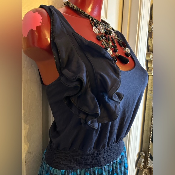 RARE Anthropologie Pendulum Dress RicRac Corsage Leaf Print Wiggle M Medium - Picture 5 of 8